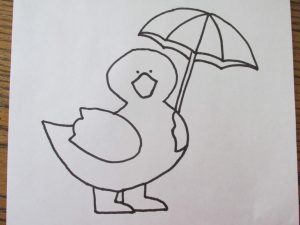 drawing-of-duck-with-umbrella