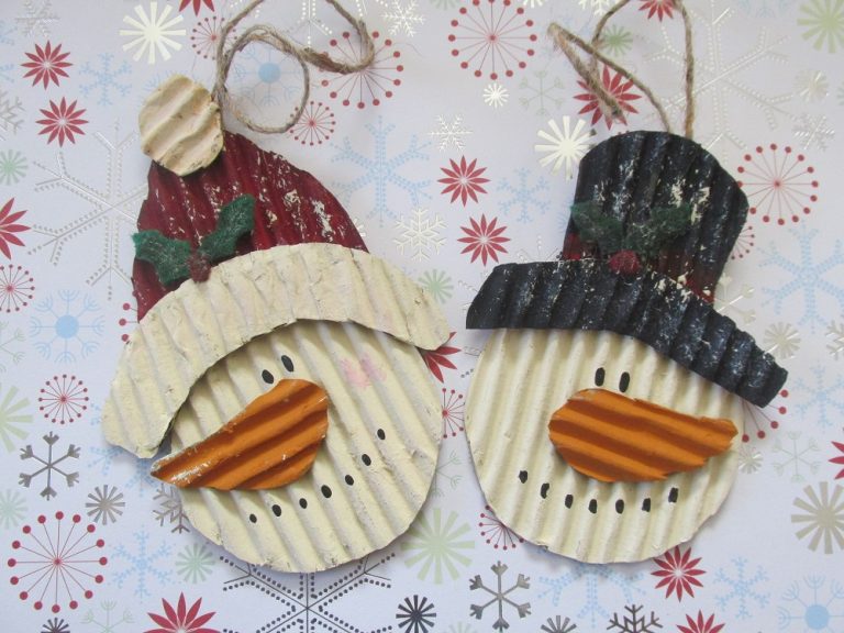 Corrugated Cardboard Snowman Ornaments