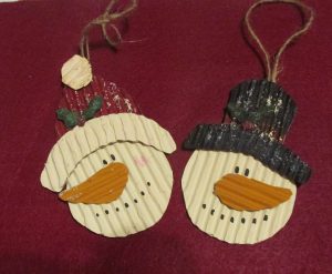 corrugated cardboard snowman ornaments 