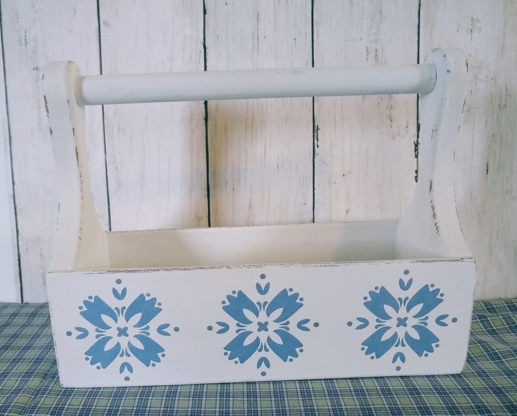 folk art inspired wood tote