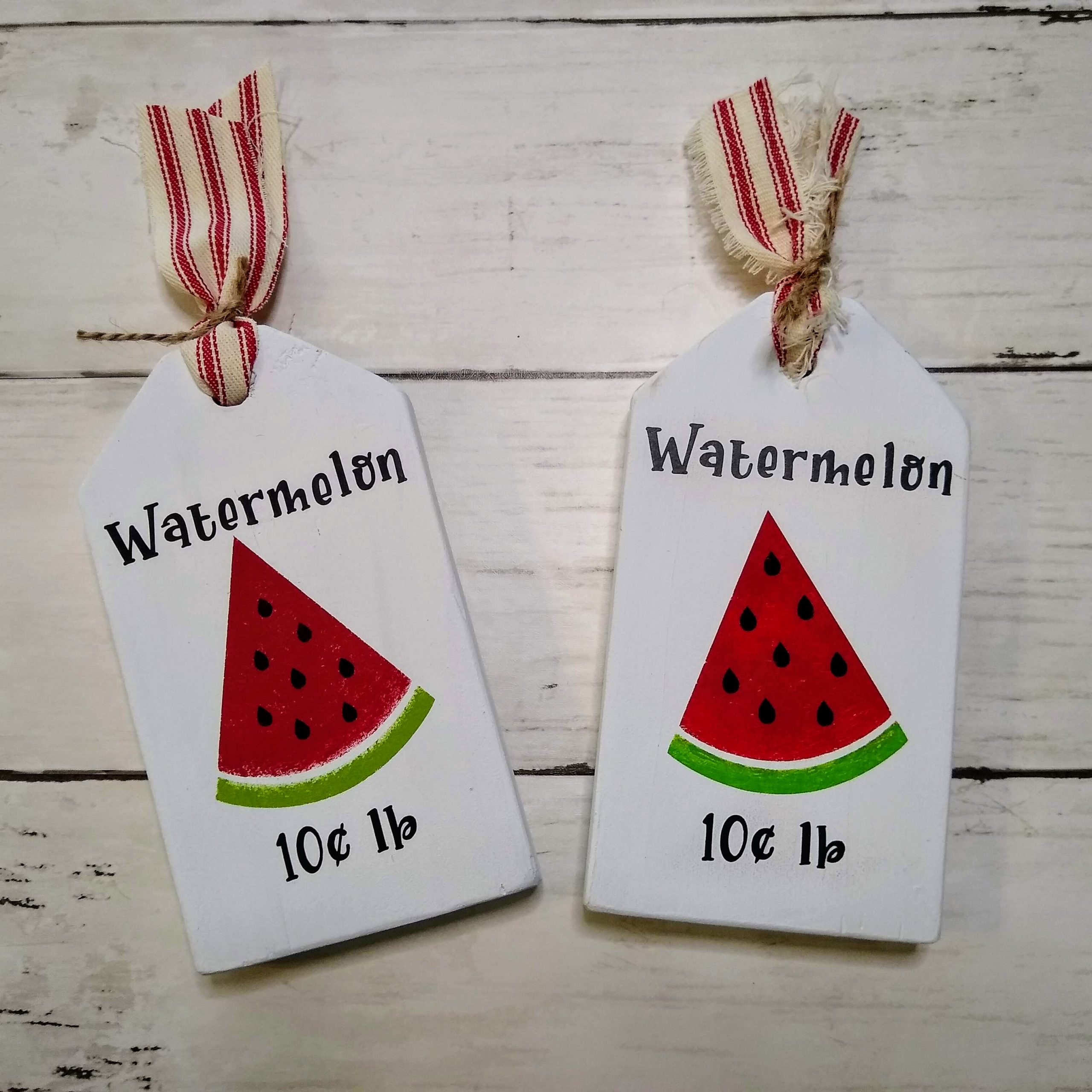 Watermelon Theme Wood Tags Create watermelon themed farmhouse tray decor