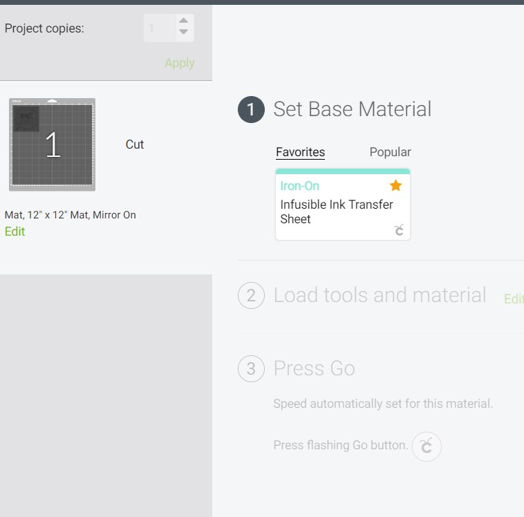 Settings for Cutting Cricut Infusible Ink