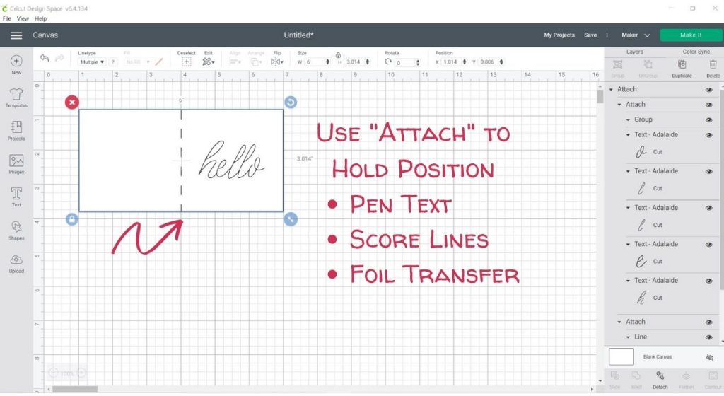 Use Attach Cricut Design Space
