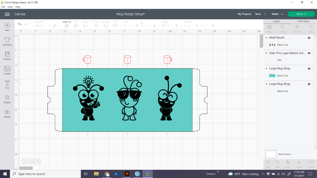 Cricut Cuties on mug template