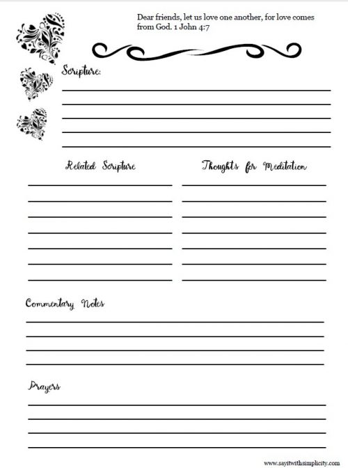 Bible Study Note Sheets | Free Printable | SAY IT WITH SIMPLICITY