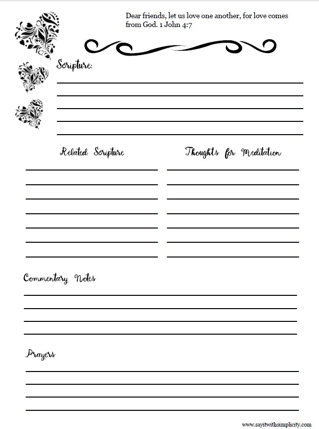 Bible Study Note Sheets Free Printable SAY IT WITH SIMPLICITY