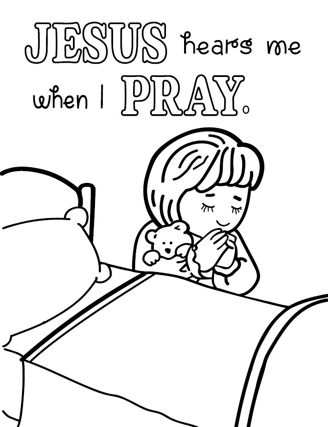 drawing of girl praying coloring page