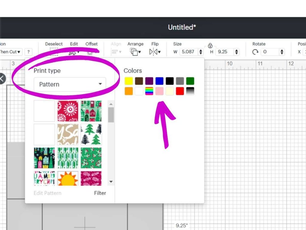 Pattern Dropdown Menu Cricut Design Space