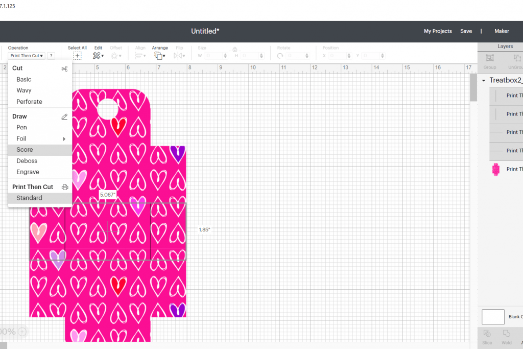 changing lines to score lines in Design Space