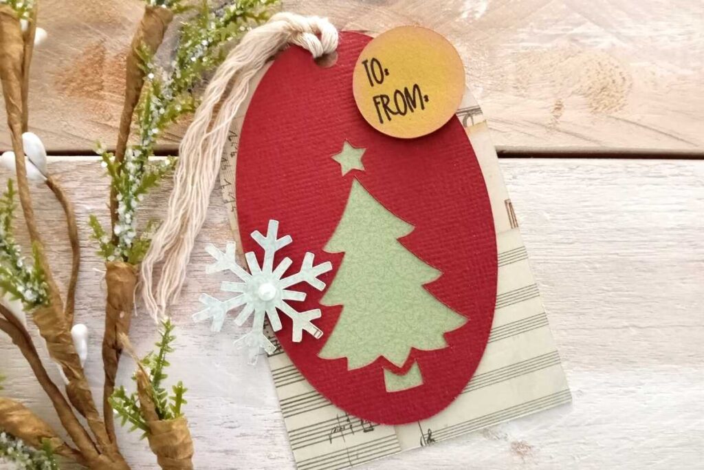 Cricut Christmas Gift Tag created in Cricut Design Space
