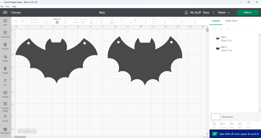 Bat Garland Cricut Design Space