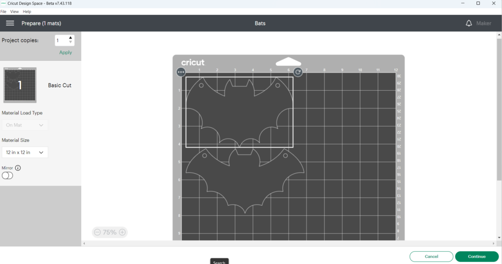 Bat Garland Cricut Send Panel