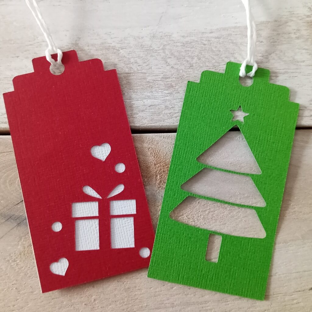 Two ways the Layered Christmas tags file from Cricut Design Space can be used to make tags. 