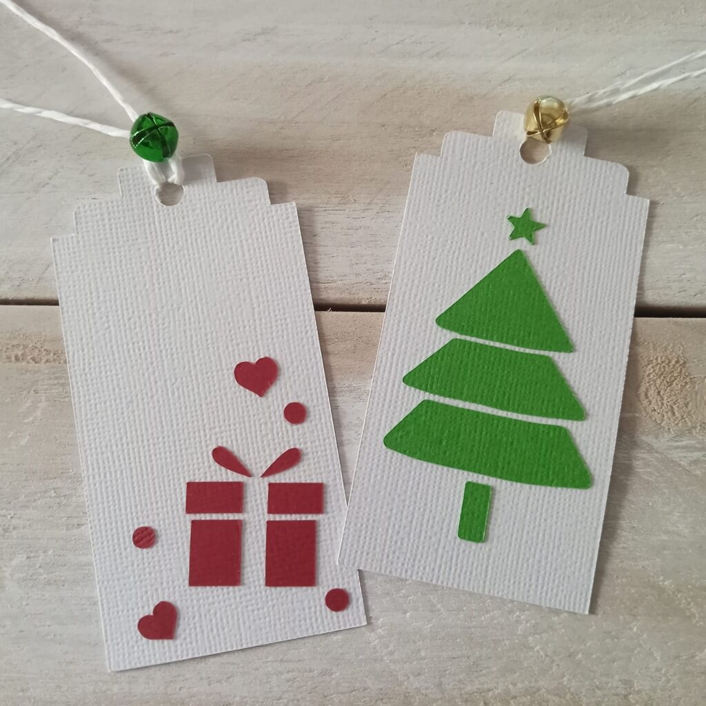 Negative Space Christmas Tag: A unique Christmas tag with intricate, preserved negative space elements.