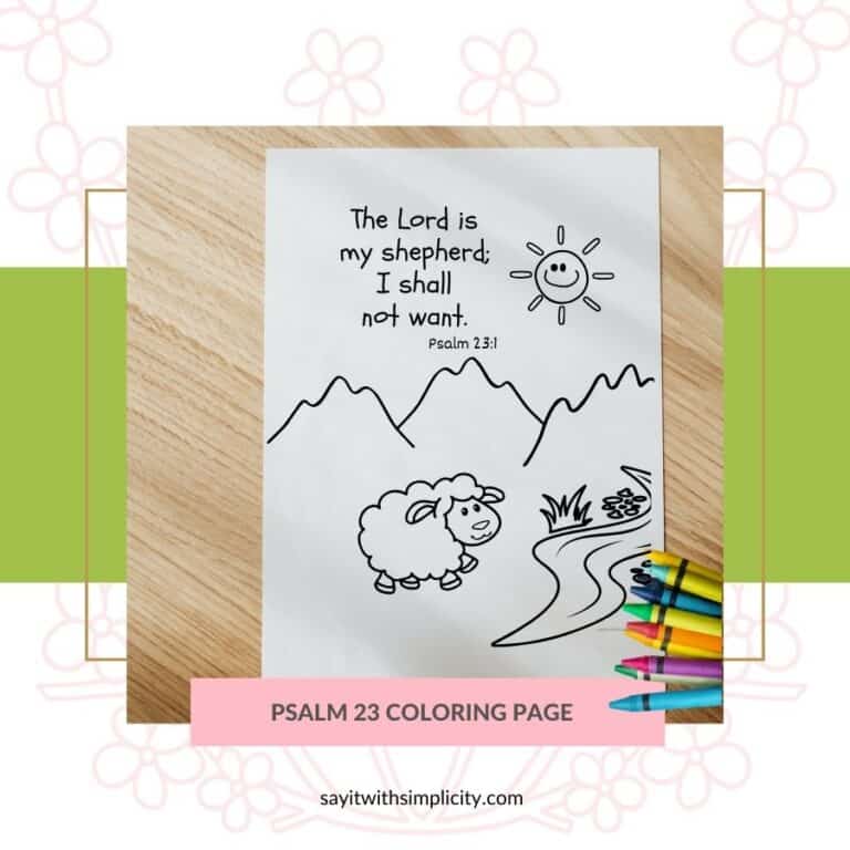 Coloring page inspired by Psalm 23:1. A creative and joyful visual representation of the comforting words 'The Lord is my shepherd; I shall not want.