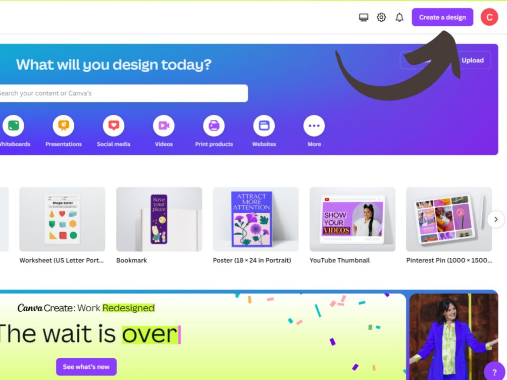 staring a new design in canva
