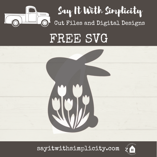 photo of bunny and tulips silhouette svg