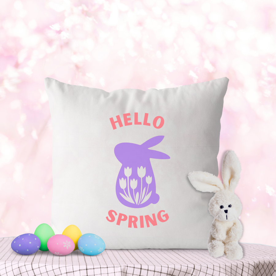 spring easter bunny pillow mockup